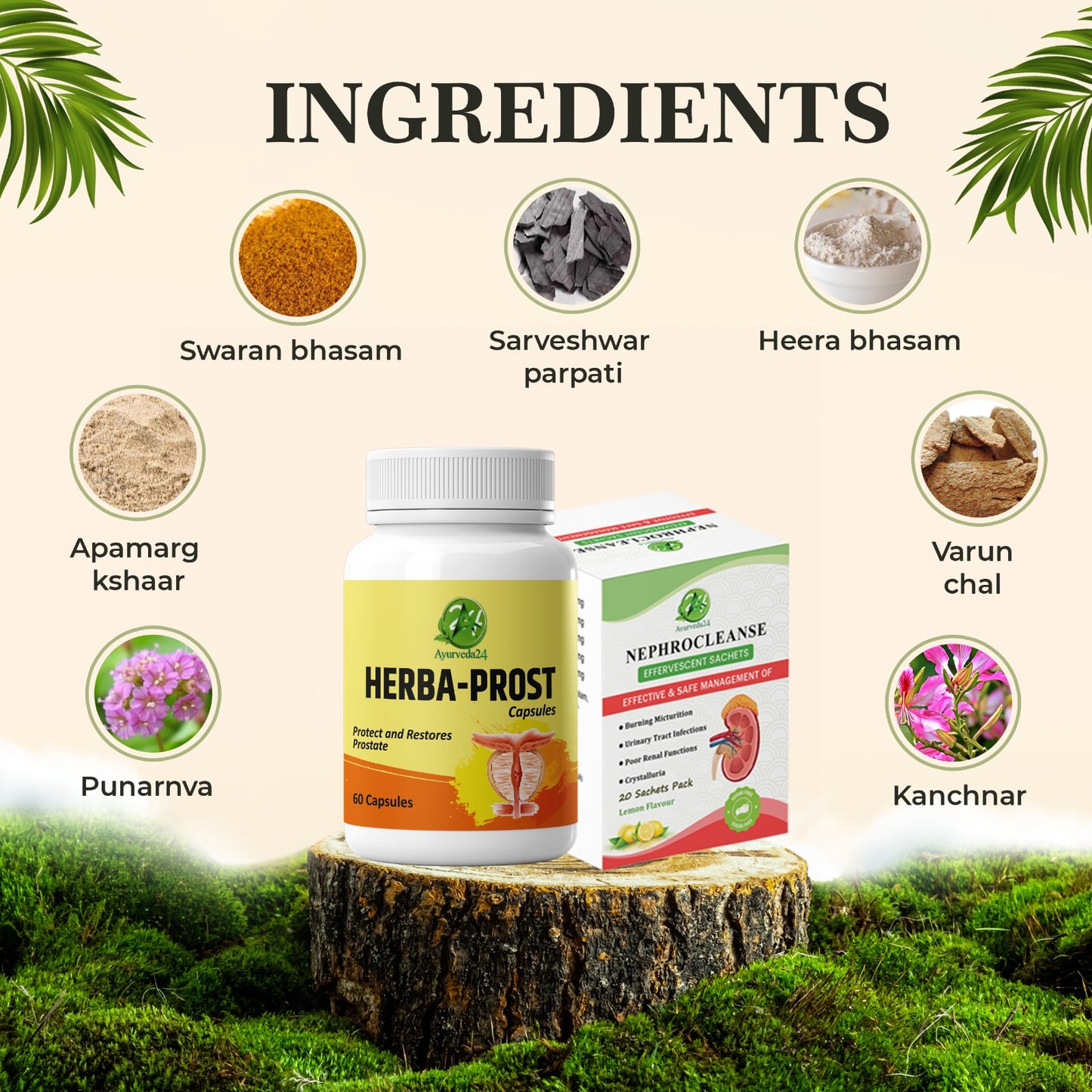 Prostate Care Kit – 3 NephroCleanse & 1 Herba-Prost – Best Ayurvedic Medicine for Prostate