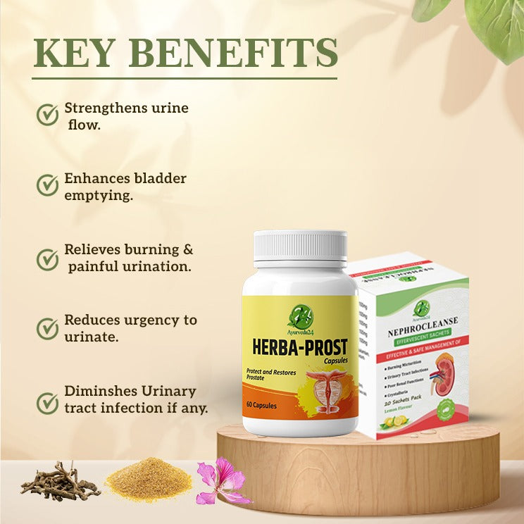 Prostate Care Kit – 3 NephroCleanse & 1 Herba-Prost – Best Ayurvedic Medicine for Prostate