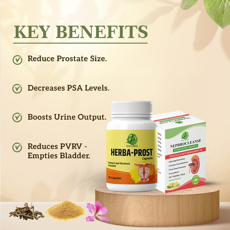 Prostate Care Kit – 3 NephroCleanse & 1 Herba-Prost – Best Ayurvedic Medicine for Prostate